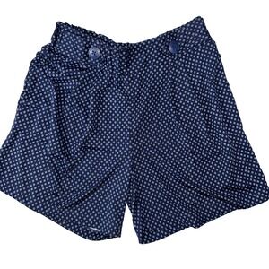 Womens Wide Leg Shorts Polyblend Inseam 5" Pull on Side Pockets Navy Blue Medium